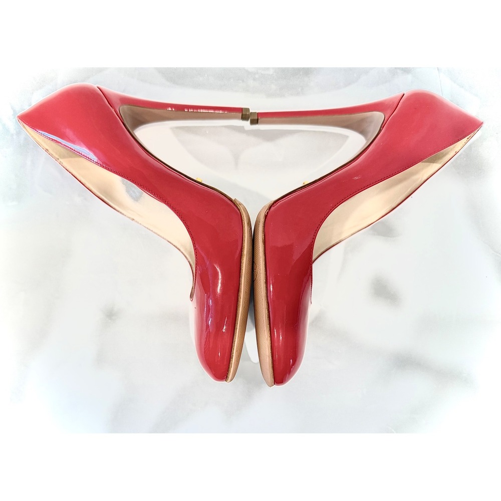 Prada Authentic Luxury Red Patent Leather Round Toe Slip On‎ Pump Shoes Sz 6 - Picture 4 of 10